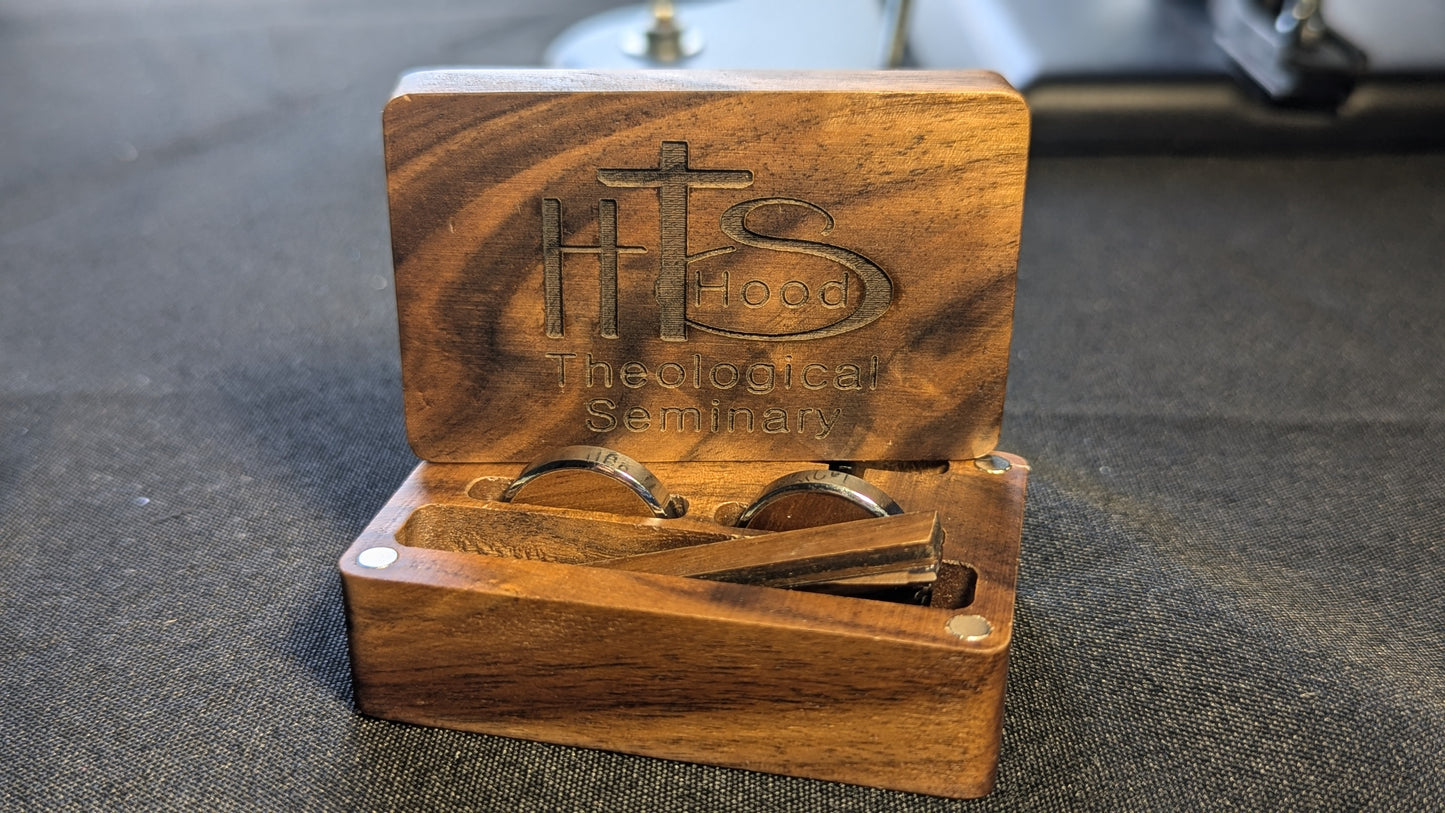 HT- Engraved Wooded Cuff Links and Tie Clip